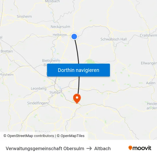 Verwaltungsgemeinschaft Obersulm to Altbach map