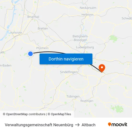 Verwaltungsgemeinschaft Neuenbürg to Altbach map