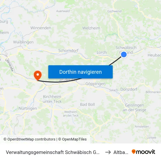 Verwaltungsgemeinschaft Schwäbisch Gmünd to Altbach map