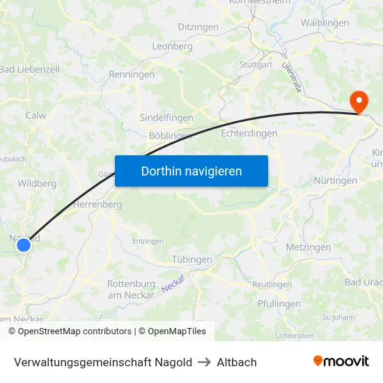 Verwaltungsgemeinschaft Nagold to Altbach map