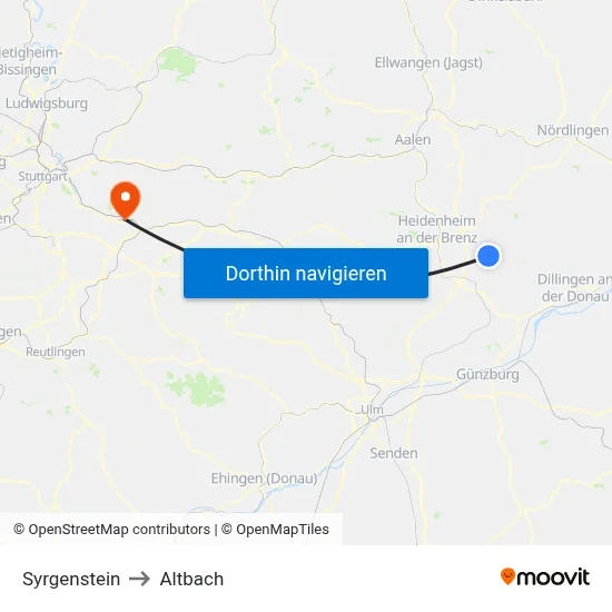 Syrgenstein to Altbach map