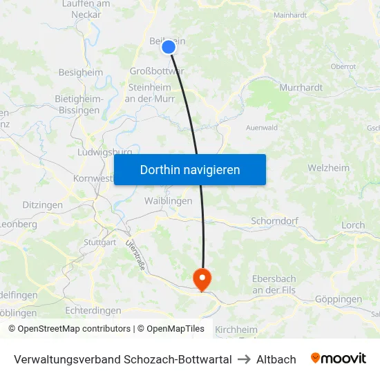 Verwaltungsverband Schozach-Bottwartal to Altbach map