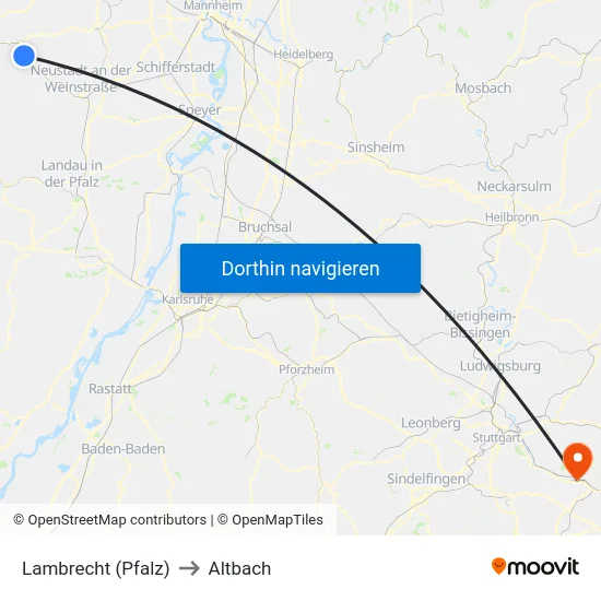 Lambrecht (Pfalz) to Altbach map