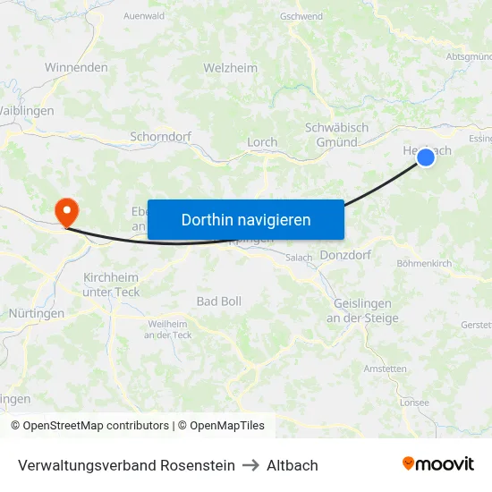 Verwaltungsverband Rosenstein to Altbach map