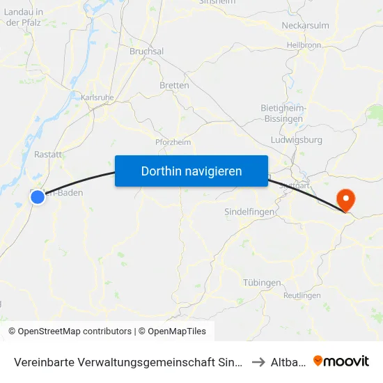 Vereinbarte Verwaltungsgemeinschaft Sinzheim to Altbach map