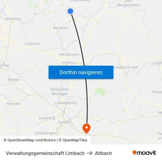 Verwaltungsgemeinschaft Limbach to Altbach map