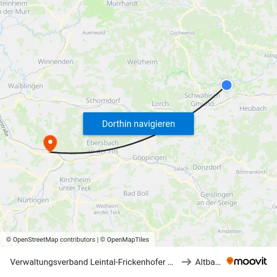 Verwaltungsverband Leintal-Frickenhofer Höhe to Altbach map