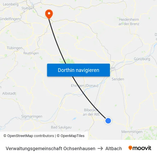 Verwaltungsgemeinschaft Ochsenhausen to Altbach map