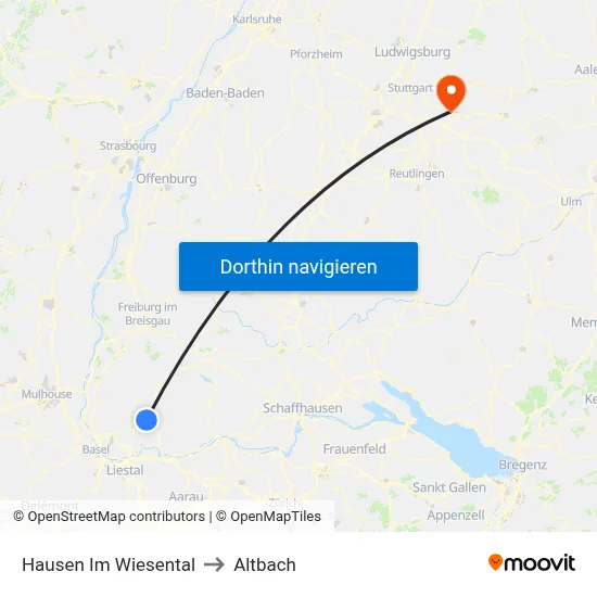 Hausen Im Wiesental to Altbach map