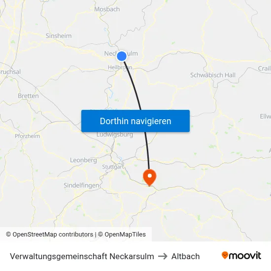 Verwaltungsgemeinschaft Neckarsulm to Altbach map