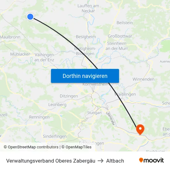 Verwaltungsverband Oberes Zabergäu to Altbach map