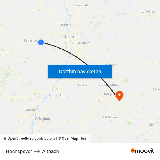 Hochspeyer to Altbach map
