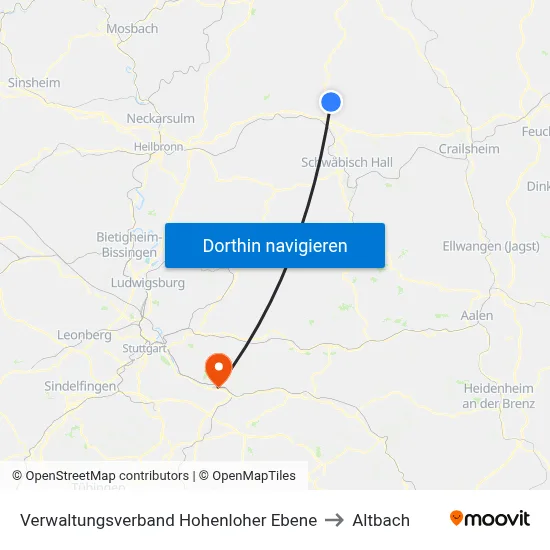 Verwaltungsverband Hohenloher Ebene to Altbach map