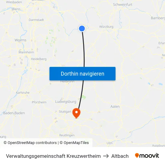 Verwaltungsgemeinschaft Kreuzwertheim to Altbach map