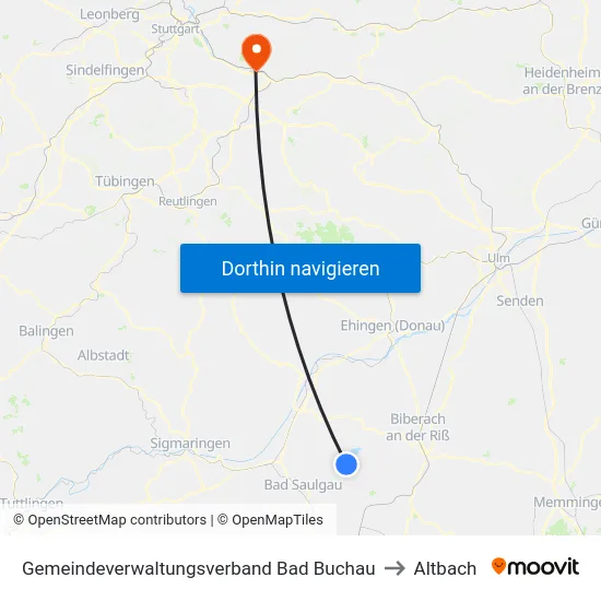 Gemeindeverwaltungsverband Bad Buchau to Altbach map