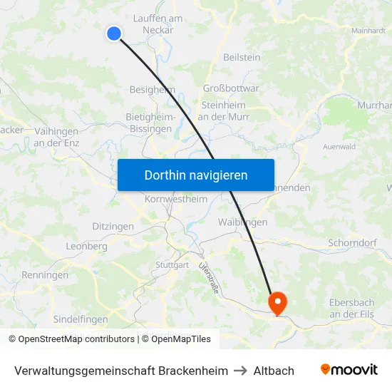 Verwaltungsgemeinschaft Brackenheim to Altbach map