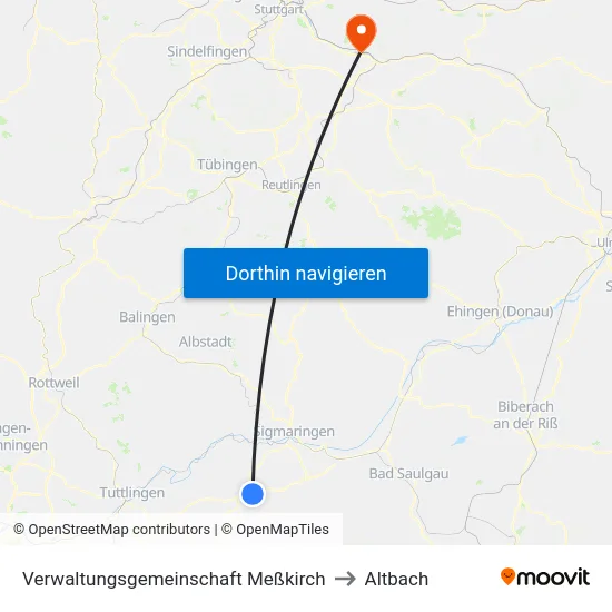 Verwaltungsgemeinschaft Meßkirch to Altbach map