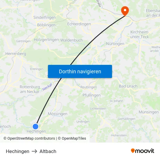 Hechingen to Altbach map