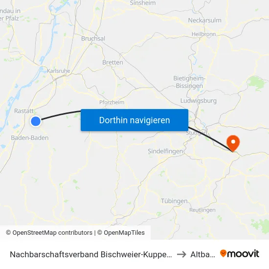 Nachbarschaftsverband Bischweier-Kuppenheim to Altbach map