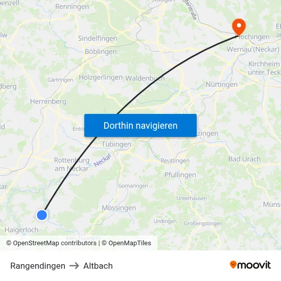 Rangendingen to Altbach map