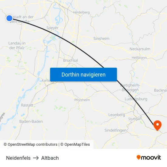 Neidenfels to Altbach map