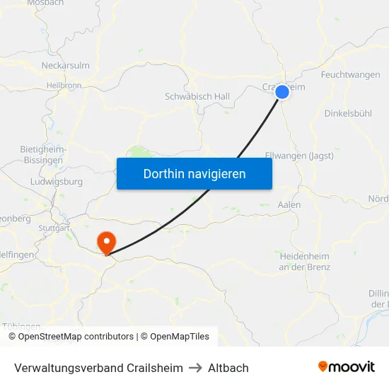 Verwaltungsverband Crailsheim to Altbach map
