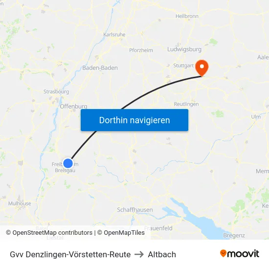 Gvv Denzlingen-Vörstetten-Reute to Altbach map