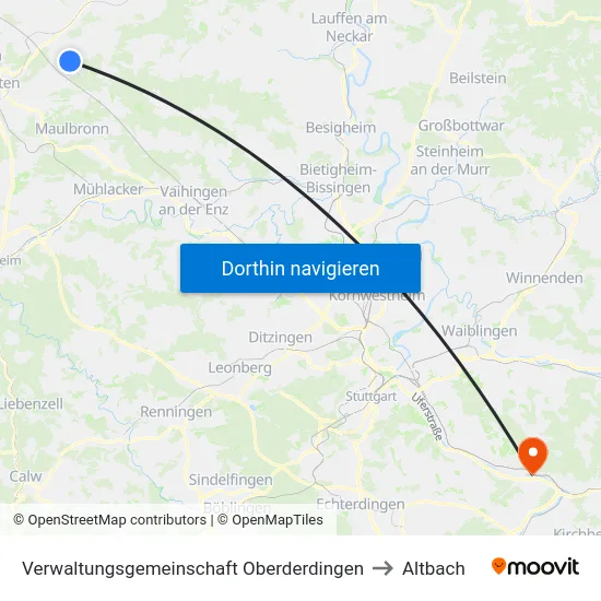 Verwaltungsgemeinschaft Oberderdingen to Altbach map