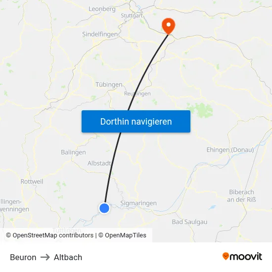 Beuron to Altbach map