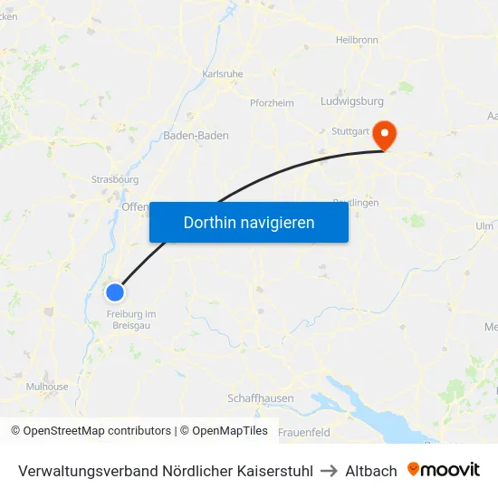 Verwaltungsverband Nördlicher Kaiserstuhl to Altbach map