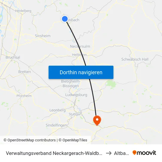 Verwaltungsverband Neckargerach-Waldbrunn to Altbach map