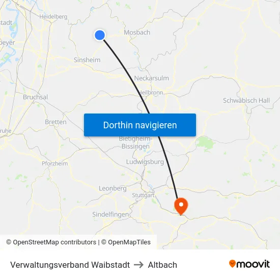 Verwaltungsverband Waibstadt to Altbach map
