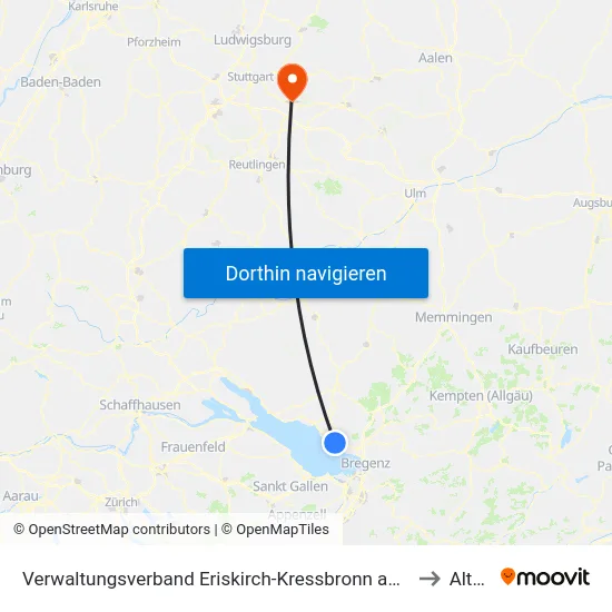 Verwaltungsverband Eriskirch-Kressbronn am Bodensee-Langenargen to Altbach map