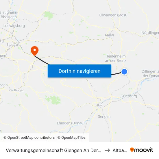 Verwaltungsgemeinschaft Giengen An Der Brenz to Altbach map