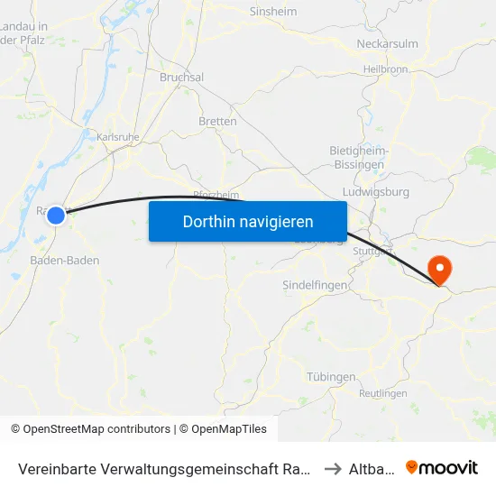 Vereinbarte Verwaltungsgemeinschaft Rastatt to Altbach map