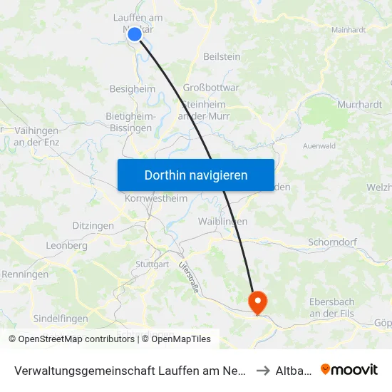 Verwaltungsgemeinschaft Lauffen am Neckar to Altbach map