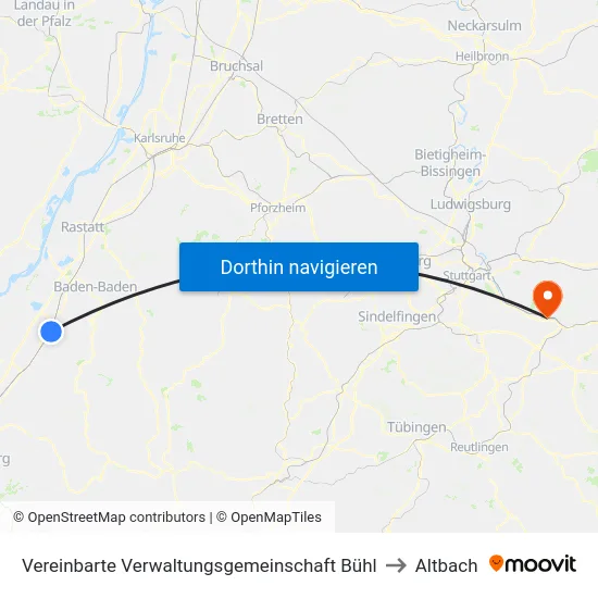 Vereinbarte Verwaltungsgemeinschaft Bühl to Altbach map