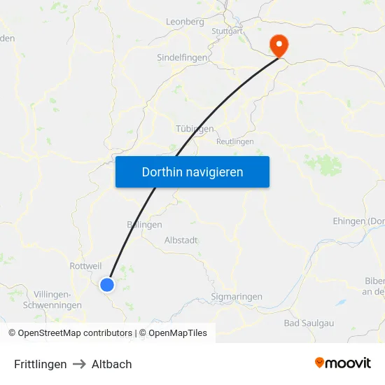 Frittlingen to Altbach map