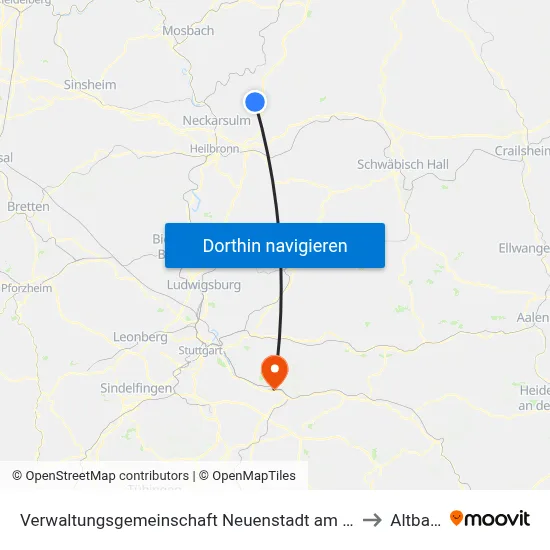 Verwaltungsgemeinschaft Neuenstadt am Kocher to Altbach map