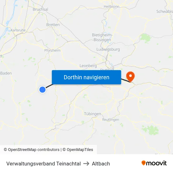 Verwaltungsverband Teinachtal to Altbach map