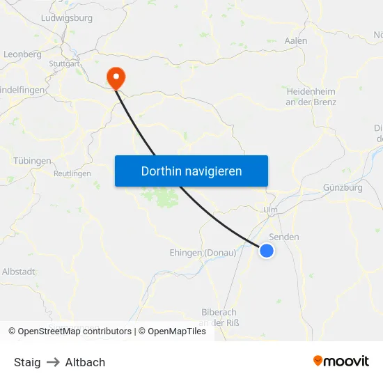 Staig to Altbach map
