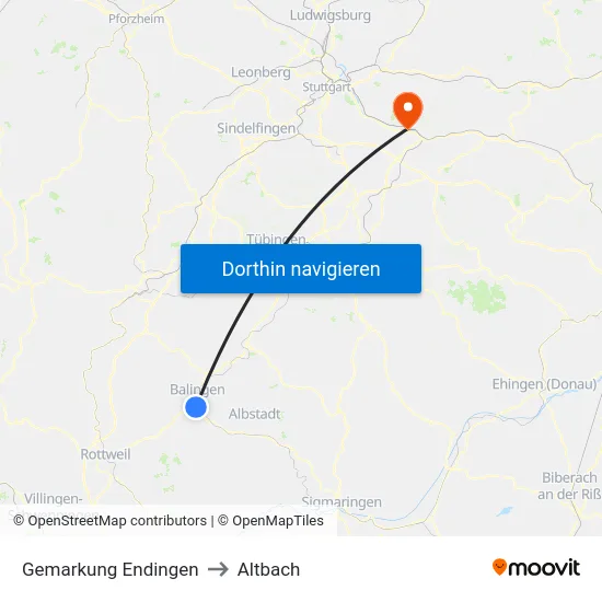 Gemarkung Endingen to Altbach map