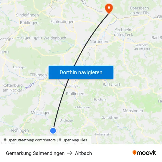 Gemarkung Salmendingen to Altbach map