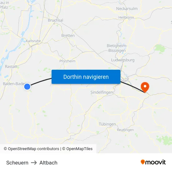 Scheuern to Altbach map