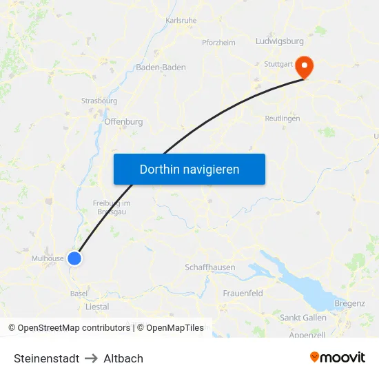 Steinenstadt to Altbach map