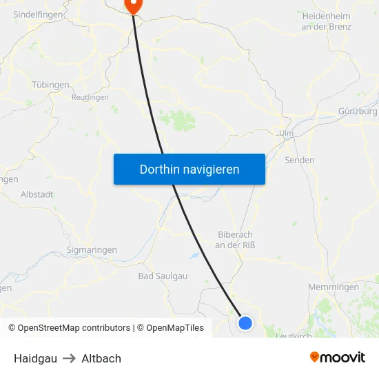 Haidgau to Altbach map