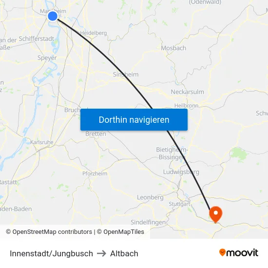 Innenstadt/Jungbusch to Altbach map
