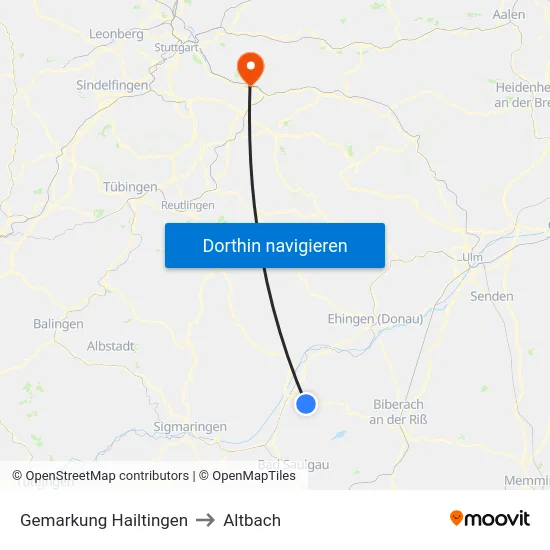 Gemarkung Hailtingen to Altbach map