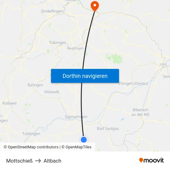 Mottschieß to Altbach map