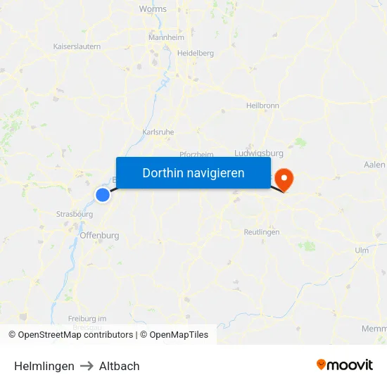 Helmlingen to Altbach map